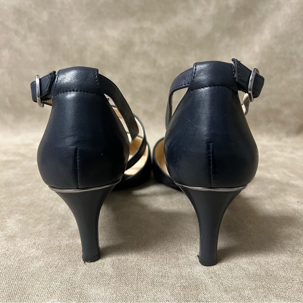 Alex Marie Navy Blue Pointed Pumps with Cross Over Straps Size  8.5M - Picture 7 of 7